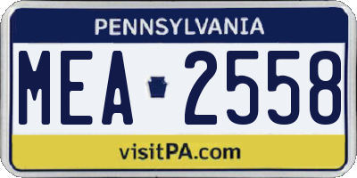 PA license plate MEA2558