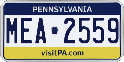 PA license plate MEA2559