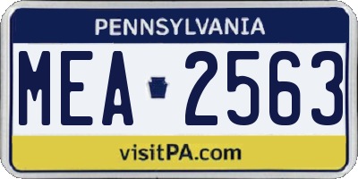 PA license plate MEA2563
