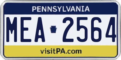 PA license plate MEA2564