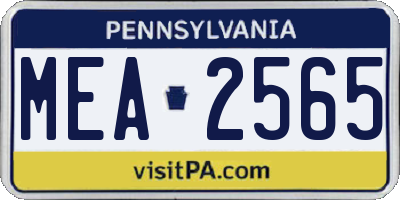PA license plate MEA2565