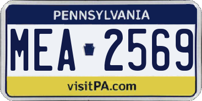 PA license plate MEA2569