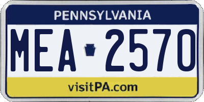 PA license plate MEA2570