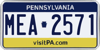 PA license plate MEA2571