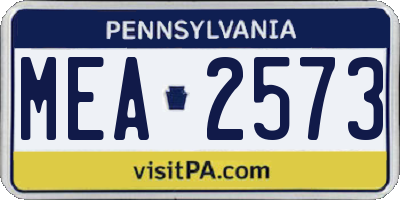 PA license plate MEA2573