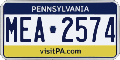 PA license plate MEA2574
