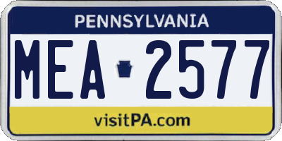 PA license plate MEA2577
