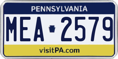 PA license plate MEA2579