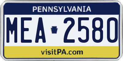 PA license plate MEA2580