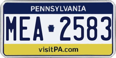 PA license plate MEA2583