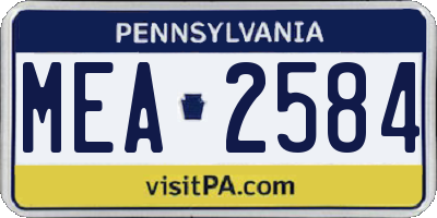 PA license plate MEA2584