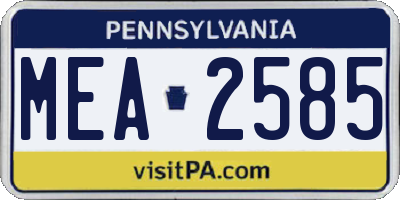 PA license plate MEA2585