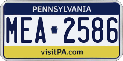 PA license plate MEA2586