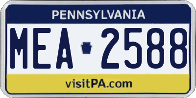 PA license plate MEA2588