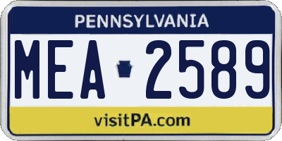 PA license plate MEA2589