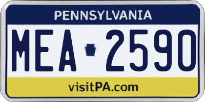 PA license plate MEA2590