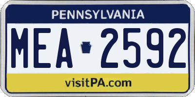 PA license plate MEA2592