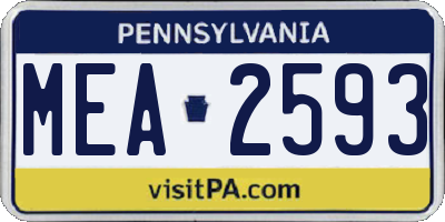 PA license plate MEA2593