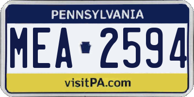 PA license plate MEA2594