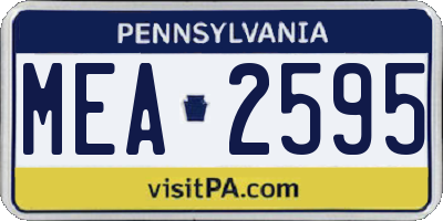 PA license plate MEA2595