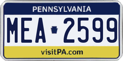 PA license plate MEA2599