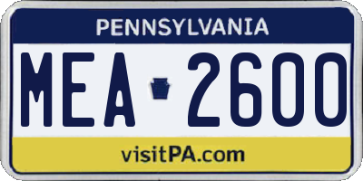 PA license plate MEA2600