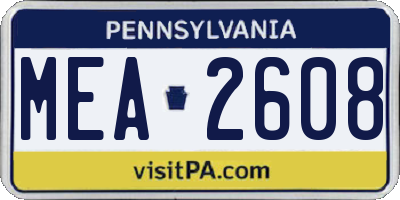 PA license plate MEA2608