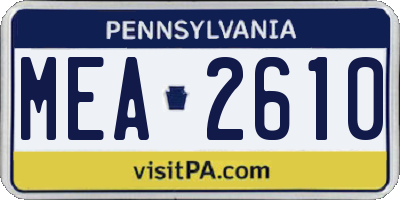 PA license plate MEA2610