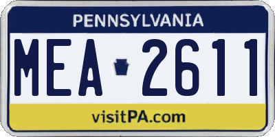 PA license plate MEA2611