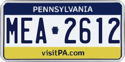 PA license plate MEA2612
