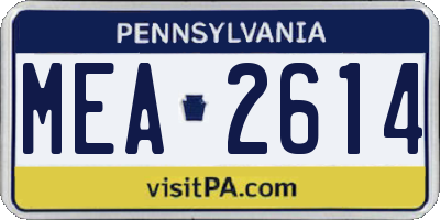 PA license plate MEA2614