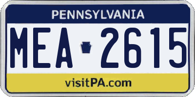 PA license plate MEA2615