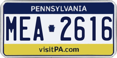 PA license plate MEA2616