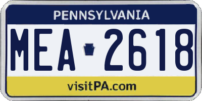 PA license plate MEA2618