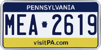 PA license plate MEA2619