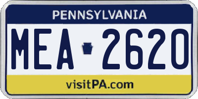 PA license plate MEA2620
