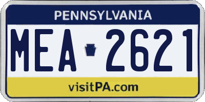 PA license plate MEA2621