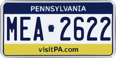 PA license plate MEA2622