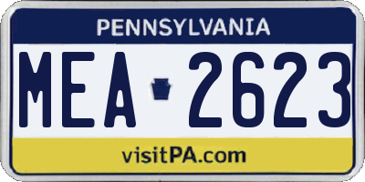 PA license plate MEA2623