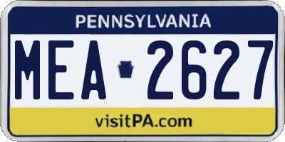 PA license plate MEA2627