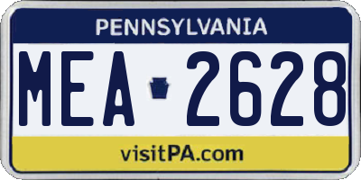 PA license plate MEA2628