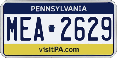 PA license plate MEA2629