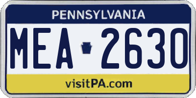 PA license plate MEA2630