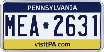 PA license plate MEA2631