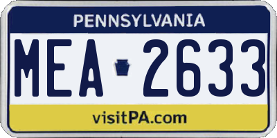 PA license plate MEA2633