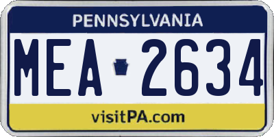 PA license plate MEA2634