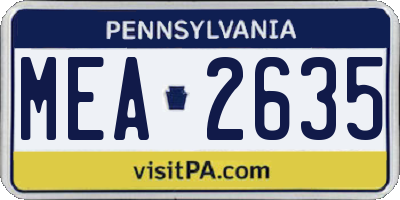 PA license plate MEA2635