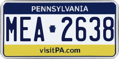 PA license plate MEA2638