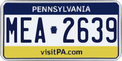 PA license plate MEA2639
