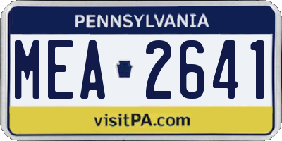 PA license plate MEA2641